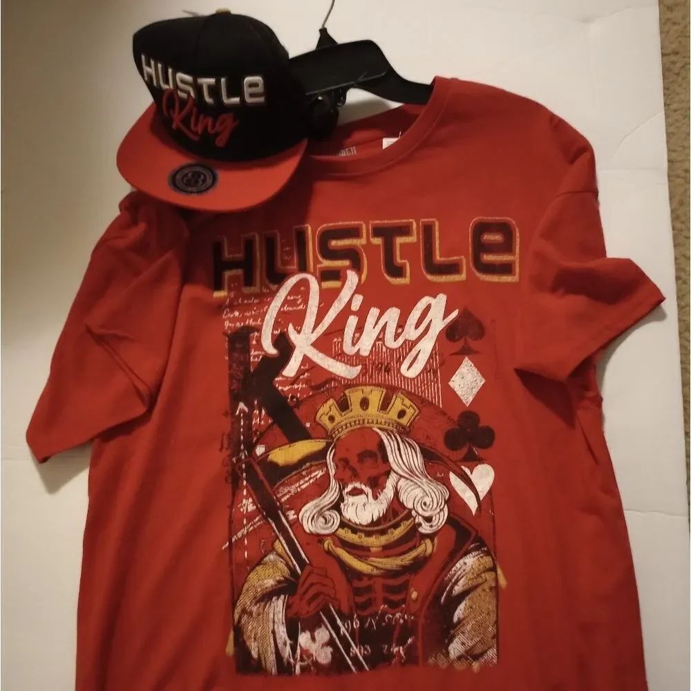 🆕🤴🏽 Graphic Hustle King T-shirt and Cap Combo